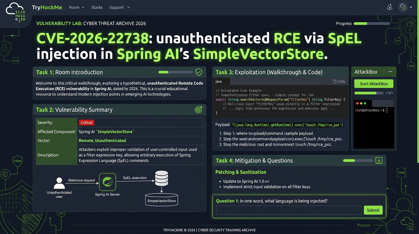 THM Spring AI: CVE-2026-22738 Walkthrough