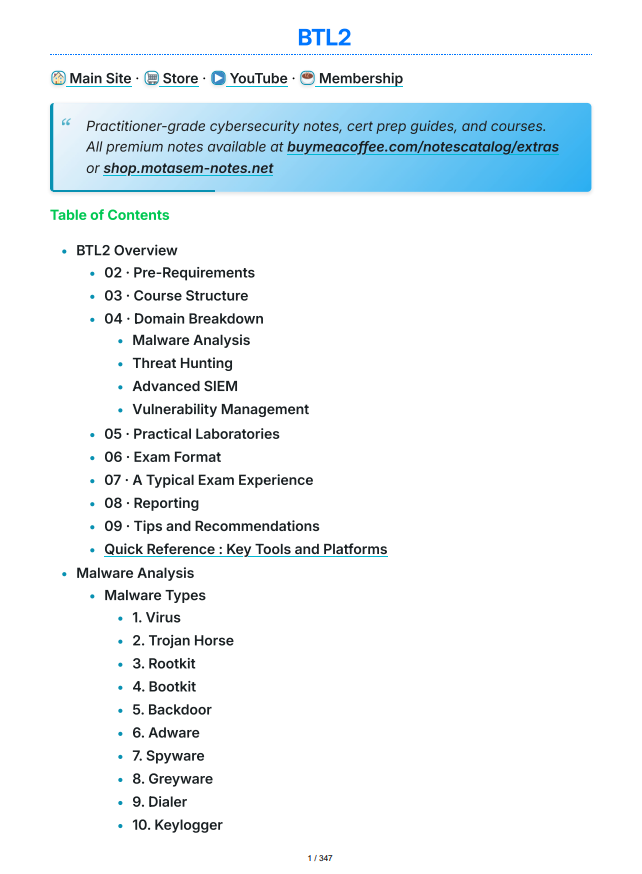 Certified Security Blue Team Level 2 (BTL2) Study Notes (Unofficial)