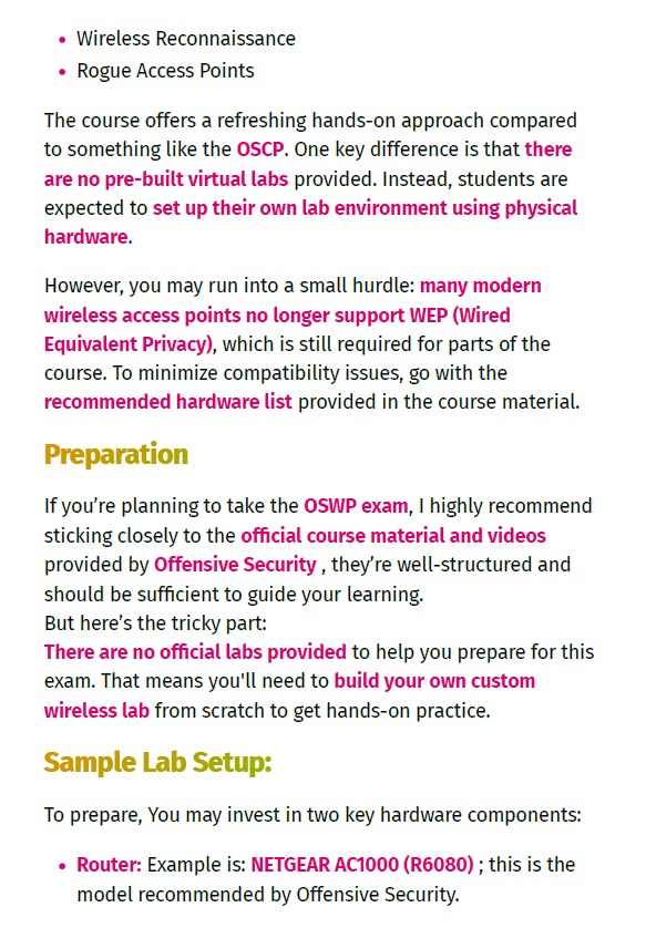 Offensive Security Wireless Professional Study Notes