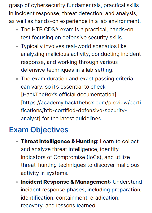 HackTheBox Certified Defensive Security Analyst (CDSA) Study Notes