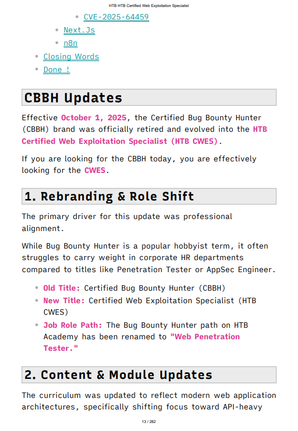 HackTheBox Certified Web Exploitation Specialist (HTB CWES) Study Notes