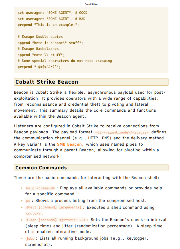 Cobalt Strike Cheat Sheets