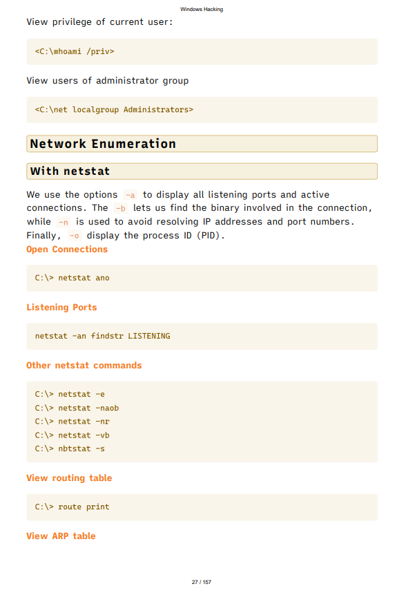 Windows Hacking Study Notes & Cheat Sheets
