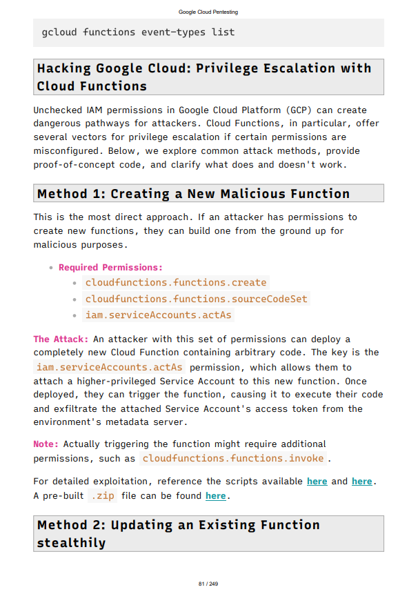 Google Cloud Penetration Testing Study Notes