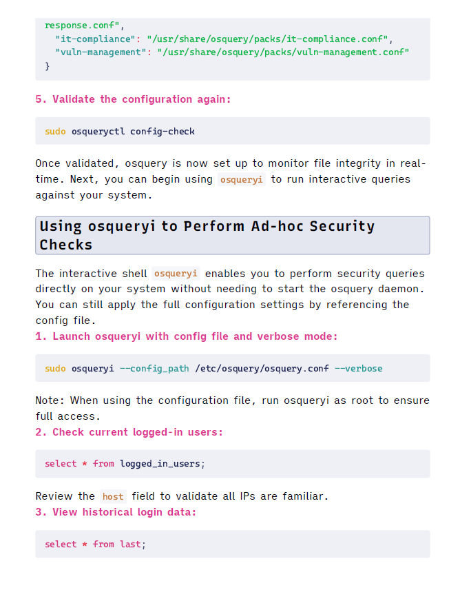 Osquery Cheat Sheet