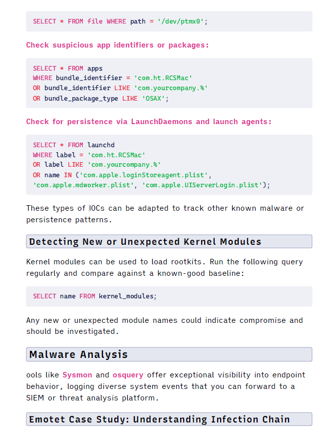 Osquery Cheat Sheet