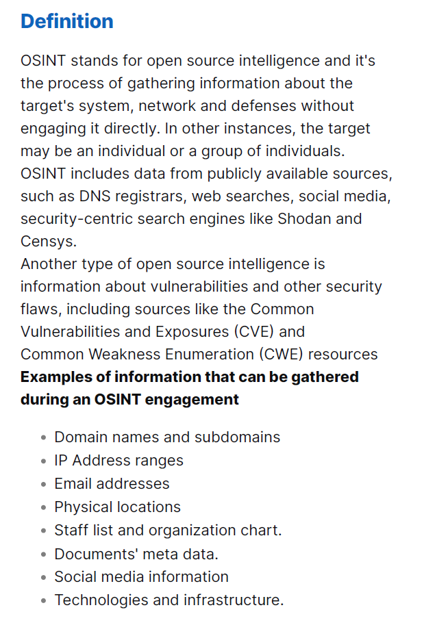 Open Source Intelligence (OSINT) Study Notes