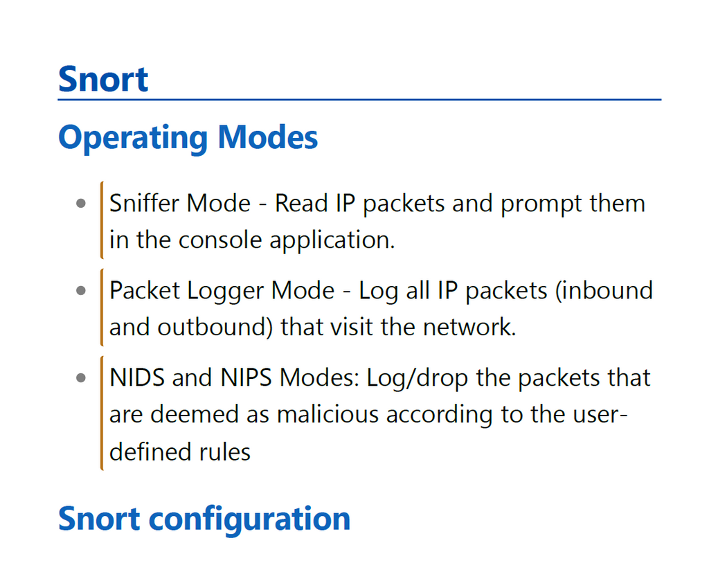 Snort IDS Study Notes