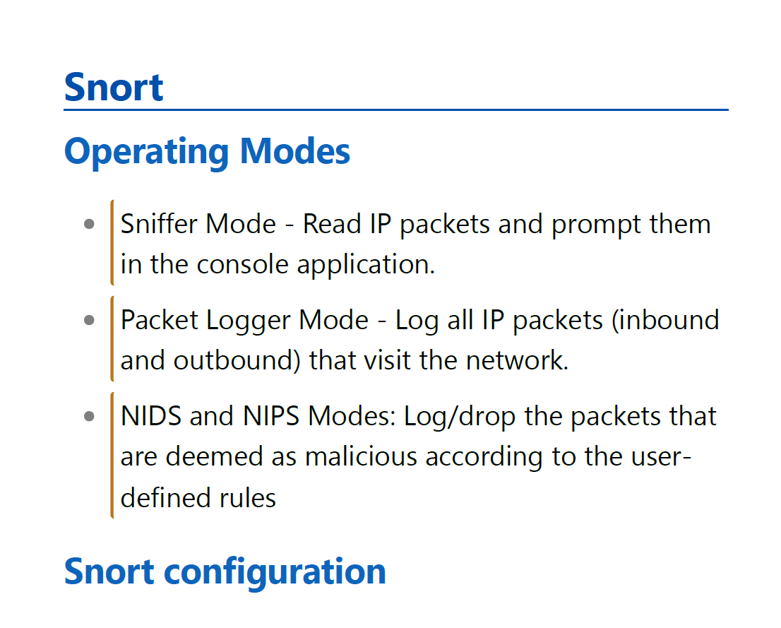 Snort IDS Study Notes